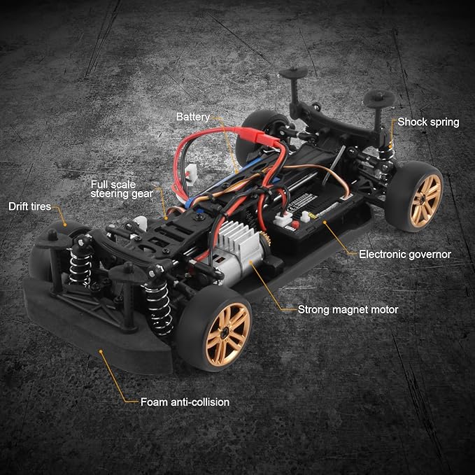 GoolRC RC Drift Car 1:18 Scale Remote Control Car?2.4GHz 4WD 30KM/H High Speed Racing Cars with LED Light Strip and 1 Battery for Adults