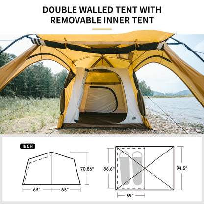 Naturehike Dune Hot Tent with Stove Jack,Double Layer 4 Season Tent,Waterproof 2-4 Person Tents for Camping