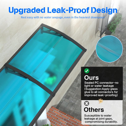 GGNEBAI Door Awning 32"x80" Window Awning for Doors Canopy Exterior, Polycarbonate Cover for House Porch Patio Deck, UV Rain Snow Sunlight Protection, Hollow Sheet