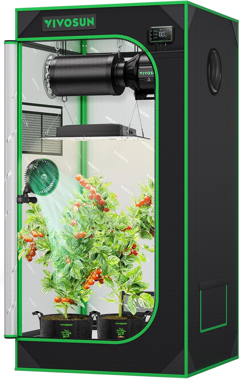 VIVOSUN S224 Grow Tent - 2x2 ft High Reflective Mylar with Observation Window & Floor Tray for Hydroponics