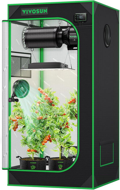VIVOSUN S224 Grow Tent - 2x2 ft High Reflective Mylar with Observation Window & Floor Tray for Hydroponics