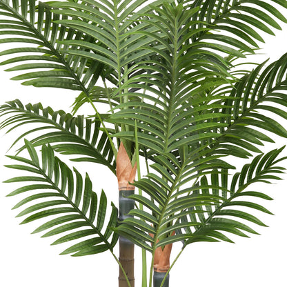 5ft Artificial Palm Tree Indoor Plant，Triple Faux Tropical Areca Floor Plant in Pot，Artificial Plants with Lifelike Leaves for Home Office Decor