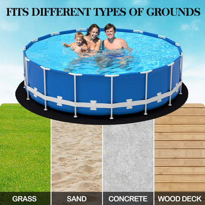 Poolergetic 24-Foot Pool Liner Pad for Above Ground Pools, Round Under Pool Mat Prevents Puncture, Weed Barrier, Extend Liner Life, Black