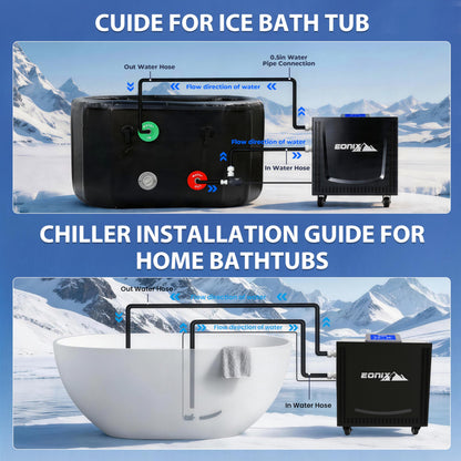 Upgraded 1/2 HP Cold Plunge Chiller, Professional Ice Bath Water Chiller for Cold Plunge Tubs, Built-in Filter & Pump, Insulated Hoses, Powerful Cooling for Cold Therapy Recovery & Home Use (1/2 HP)