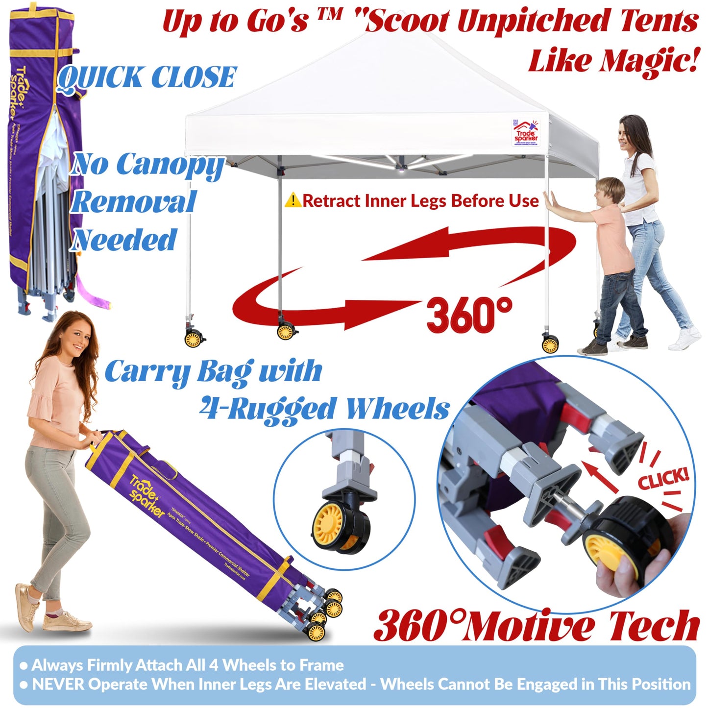 Tradesparker 10x10 Pop Up Canopy Tent,Commercial Movable Canopy with ApexCore LED&Rugged Casters-Instant Easy Setup Shelter Canopies with Weight Bags&Stakes for Outdoor Events Markets,Burgundy