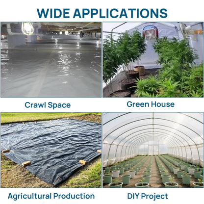 ARGENDON 14 Mil Vapor Barrier for Crawl Space - 10' x 100' Thick Plastic sheeting, Drop Cloth Moisture Barrier Covering for Crawlspace Encapsulation, Commercial & Residential Use