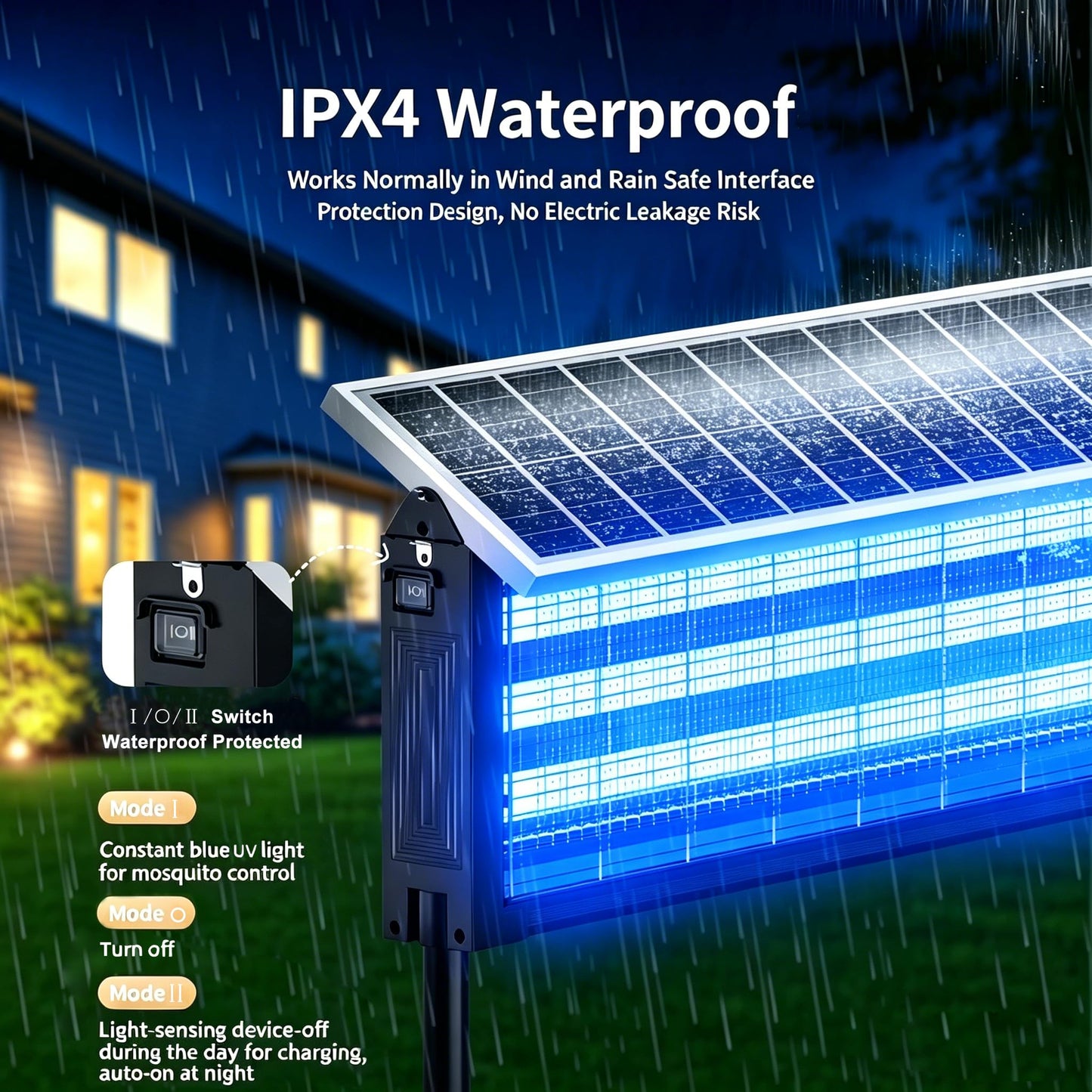 Large Solar Bug Zapper Outdoor Rechargeable Mosquito Zapper 4000 sq.ft for Backyard, Cordless USB Charging Fly Insect Trap, Waterproof Dusk-to-Dawn Auto On/Off for Patio Garden Camping RV