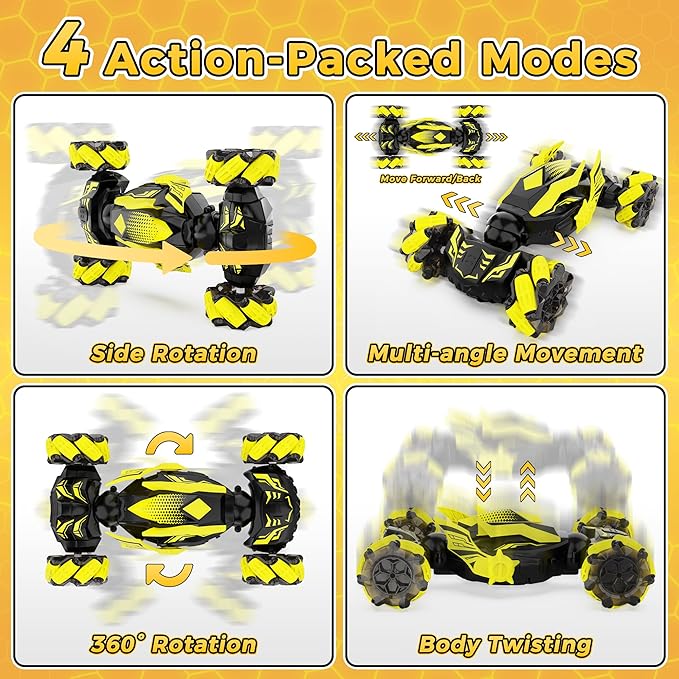 Gesture Sensing RC Stunt Car Toys for 6-12 Years Old Boys Hand Controlled Remote Controlled Car 2.4GHz &amp 4WD  360° Drifts Offroad with Lights &amp Music Christmas Birthday Gifts for Kids Ages