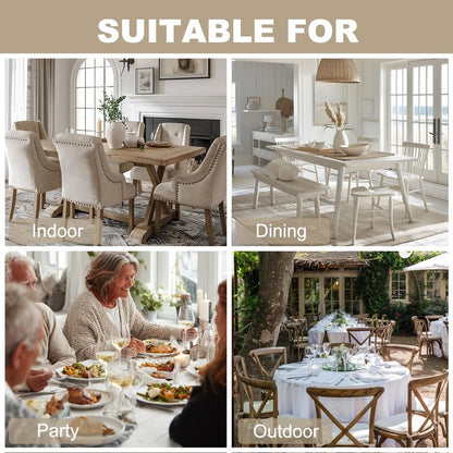 Hiasan 2 Pack Faux Linen Rectangle Tablecloth - Wrinkle and Stain Resistant Washable Table Cloth for Kitchen Dining Room Holiday Table Cover for Party Dinner, Beige, 70 x 140 Inch
