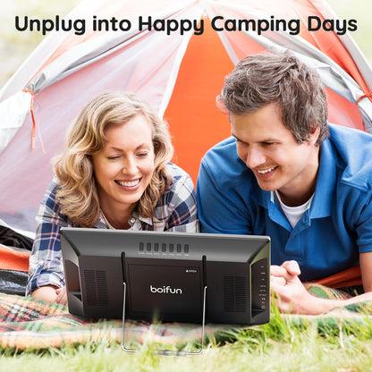 Boifun 15.6" Portable TV with Antenna, DVD Player Built-in, FM Radio, 5000mAh Battery, Support HDMI Input/USB/TF/AV Out and Multiple Disc Formats, Small TV DVD Combo for Camping Patio RV Kitchen,Black