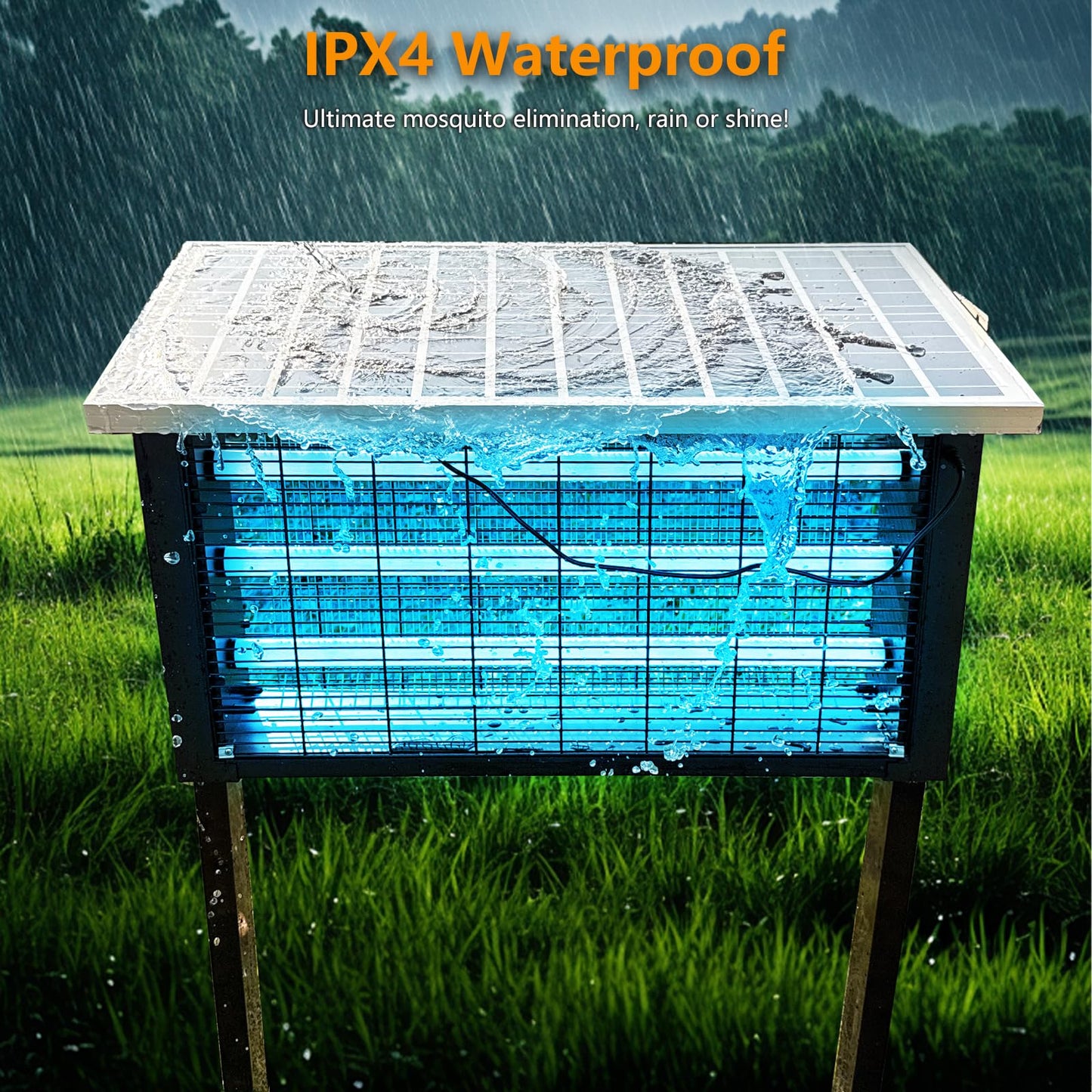 Powerful Super Large Solar Bug Zapper Outdoor for 8000 sq.ft, Rechargeable Solar Mosquito Zapper with High Powered, Outdoor Bug Zapper for Patio Garden Backyard RV Camping with 30W Solar Panel