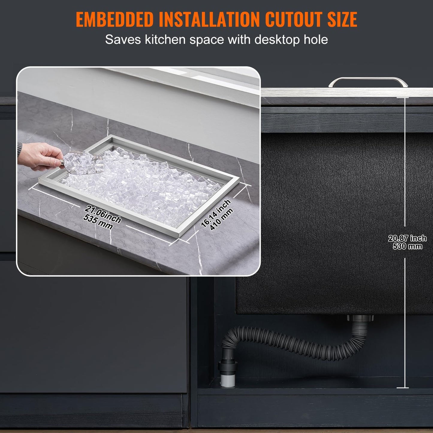 Happybuy Drop in Ice Chest 23''L x 17''W x 12''H with Cover 304 Stainless Steel Drop in Cooler Included Drain-Pipe and Drain Plug Drop in Ice Bin for Cold Wine Beer