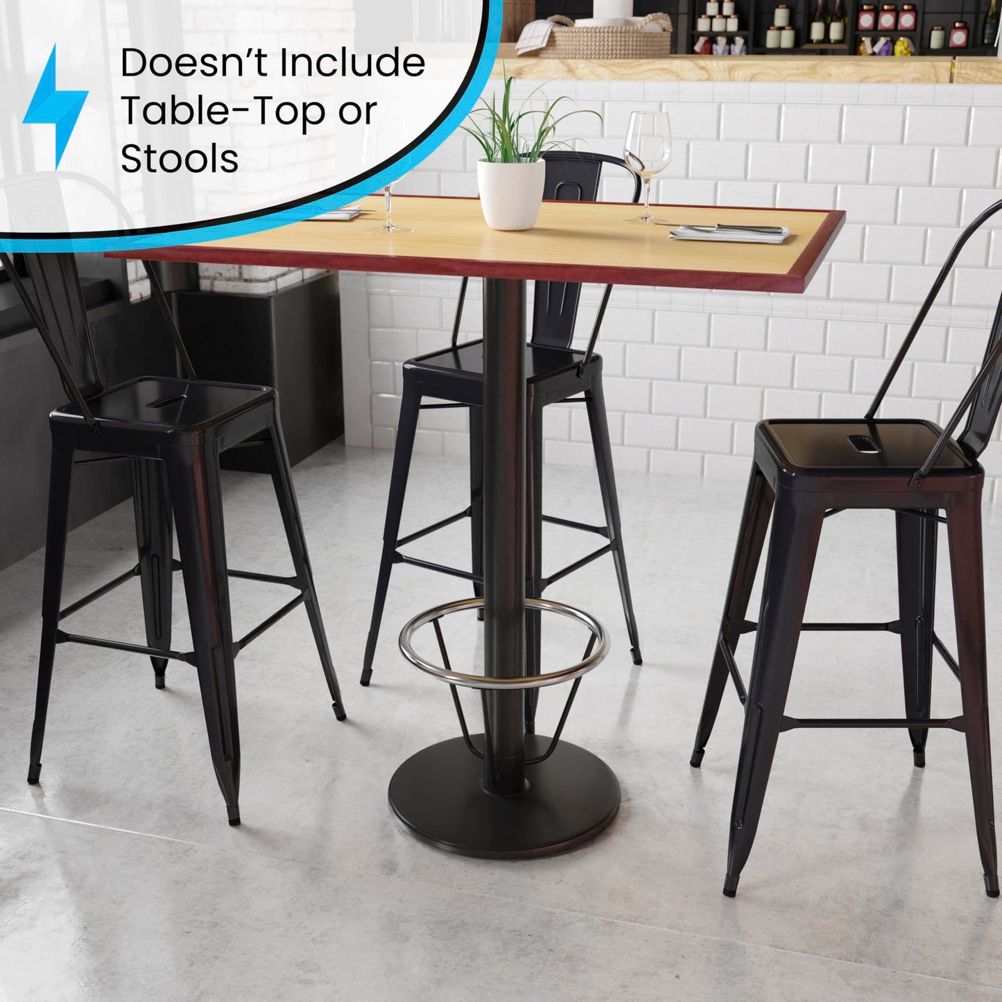 Flash Furniture Beverly 18'' Round Restaurant Table Base with 3'' Dia. Bar Height Column and Foot Ring