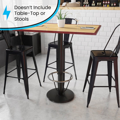 Flash Furniture Beverly 18'' Round Restaurant Table Base with 3'' Dia. Bar Height Column and Foot Ring