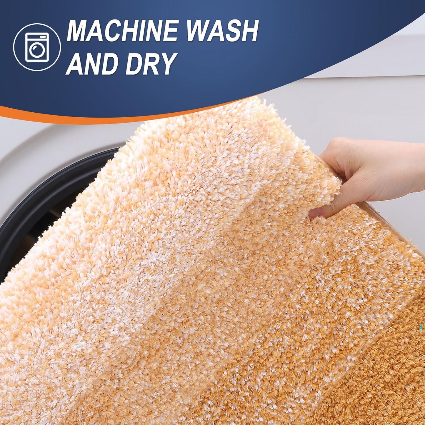OLANLY Large Bathroom Rugs - Extra Soft Microfiber Mat 54x24 | Quick Dry, Washable, Rubber Backing, Golden Yellow