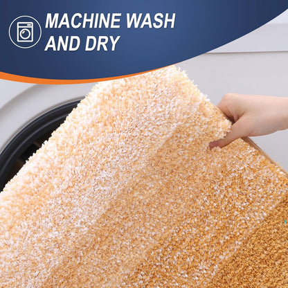OLANLY Large Bathroom Rugs - Extra Soft Microfiber Mat 54x24 | Quick Dry, Washable, Rubber Backing, Golden Yellow