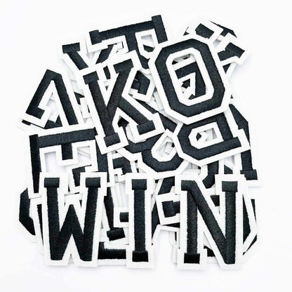 Jongdari Iron on Letters, 110 Pcs Alphabet Patches, Decorate Repair Letter Patches for Clothing Shirts Jackets Hats Jeans Shoes Bags (Black)
