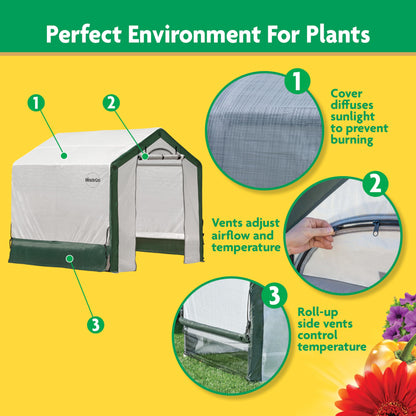 Miracle-GRO 6' x 6' x 6' Outdoor Mini Walk-in Greenhouse Plant Tent, All-Season Small Walk-in Plant Growth Accelerator with UV-Treated Fabric Cover and Zippered Panels, Clear