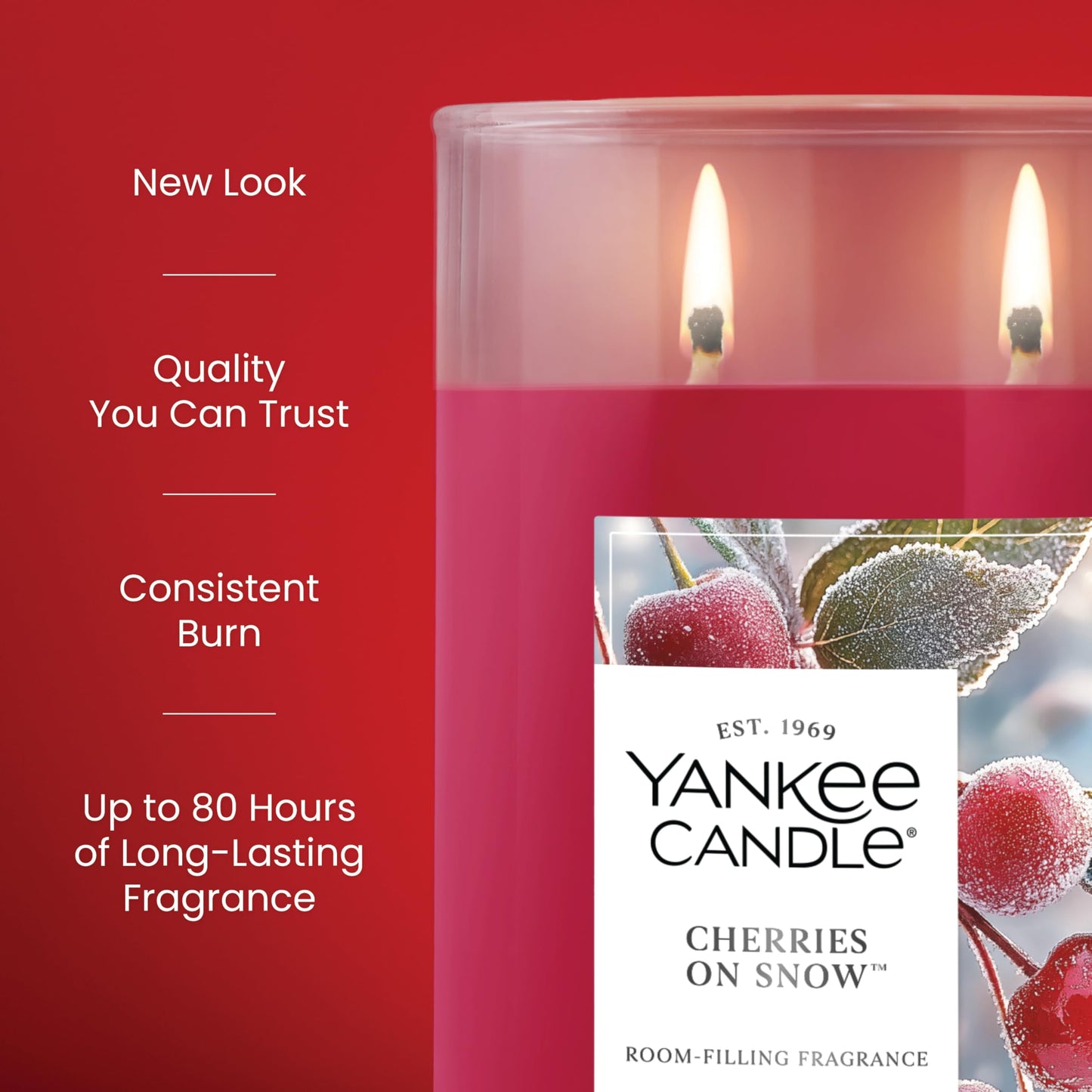 Yankee Candle Large Tumbler Scented Candle with up to 80 Hour Burn Time, Premium Plant Wax Blend for Consistent Burn, 20 oz Tumbler Candle with Room Filling Fragrance, Cherries on Snow