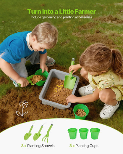 VEVOR Mud Kitchen, Outdoor Mud Kitchen for Kids, Wood Outdoor Play Kitchens with Stoves, Hooks, Double Sinks, Planting Shovels, Spatulas, Cookware Pots and Accessories, Play with Water and Sand