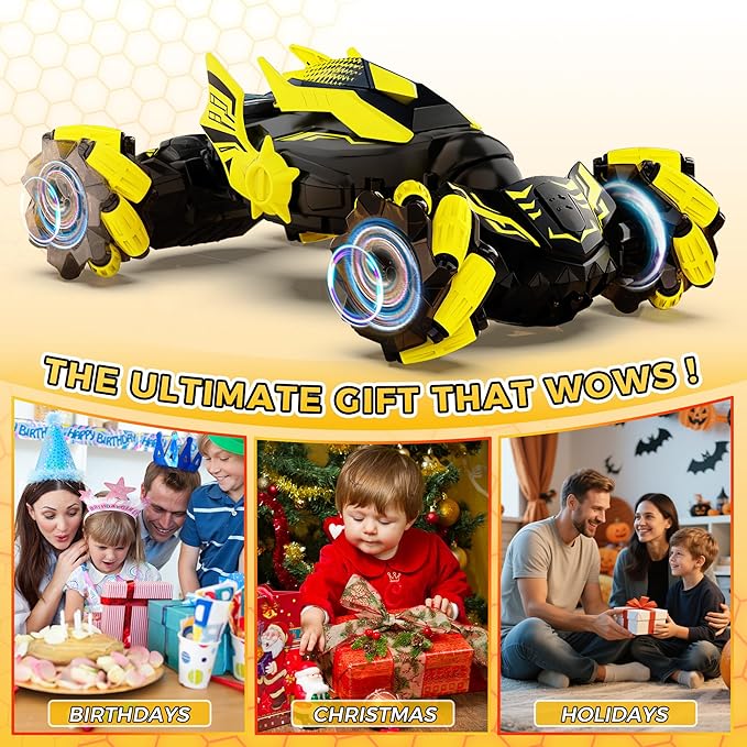 Gesture Sensing RC Stunt Car Toys for 6-12 Years Old Boys Hand Controlled Remote Controlled Car 2.4GHz &amp 4WD  360° Drifts Offroad with Lights &amp Music Christmas Birthday Gifts for Kids Ages