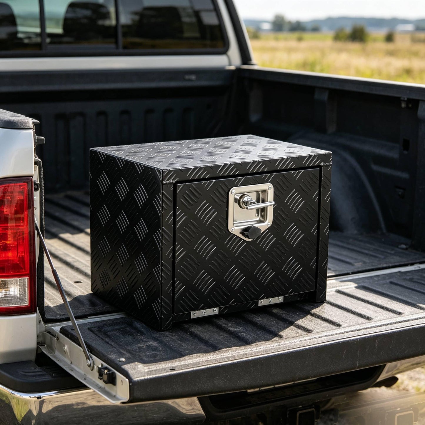 Heavy-Duty Aluminum Underbody Tool Box for Truck,12" x 14" x 18" Waterproof Pickup Truck Storage Chest, Secure Lockable Organizer for RV, Trailer & Work Vehicles, Universal Fit with Slim Profile, Easy