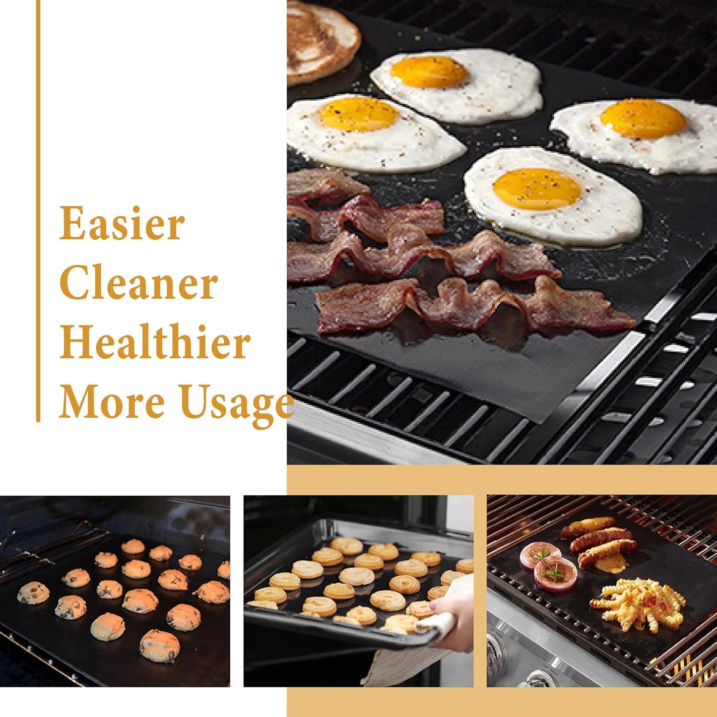 Skiennix Non-Stick Oven Liners - Heavy Duty Teflon Baking Mats for Electric & Gas Ovens | Large Size