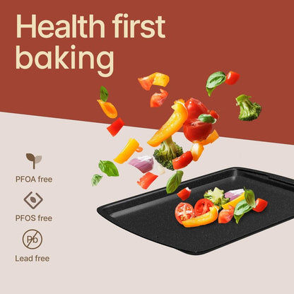 Bakken Swiss - Bakeware Set – 6 Piece – Stackable, Deluxe, Non-Stick Baking Pans for Professional and Home Cooking – Carbon Steel, Gray Stone Coating