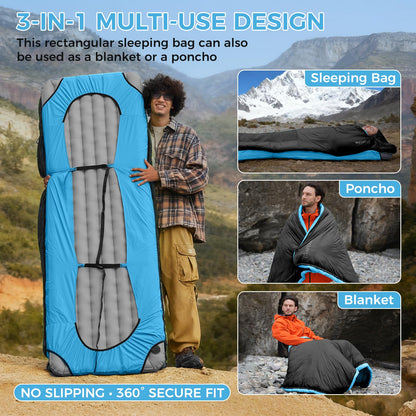 ATEPA Ultralight Down Sleeping Bag for Adults, 650FP Recycled 3 Season Backpacking Sleeping Bag with Pad Attachment System & Compression Sack for Camping Hiking, Comfort 50°F, Bulwark 300 Black