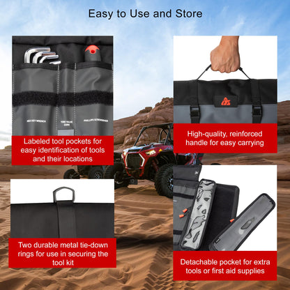 Tusk UTV Tool Roll Kit with Belt Removal Tools Compatible with Can-Am Maverick X3 72 Inch 2017-2026/X3 64 Inch 2021-2026