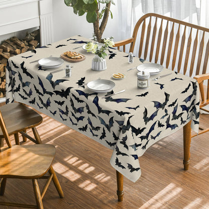 Horaldaily Halloween Tablecloth 52x70 Inch Rectangular, Bats Washable Table Cover for Party Picnic Dinner Decor