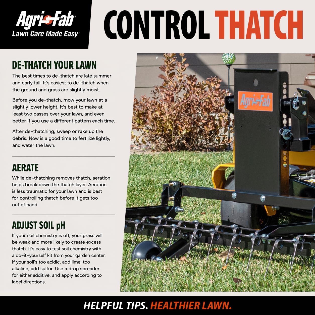 Agri-Fab 45-0295 48in Tow Behind Lawn Dethatcher,24 Durable Spring Steel Tines Lawn dethatcher, Designed to pull behind Lawn and Garden Tractors, Black