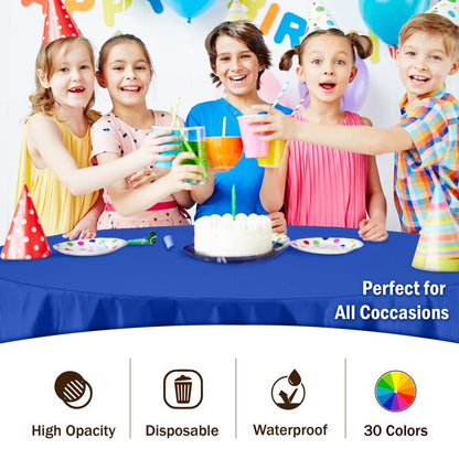 Exquisite 12-Pack Premium Plastic 84-Inch Round Tablecloth - Dark Blue