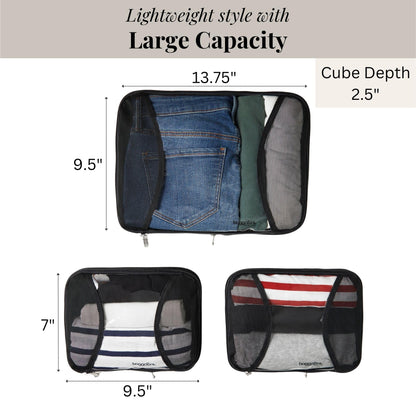 Baggallini Travel Accessory Bundle - Compression Cube 3-piece set + Clear Travel Pouches + Small Pocket Cosmetic + Hanging Travel Toiletry Kit