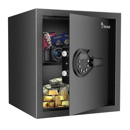 Bonsaii Security Safe Box,1.2 Cubic Feet Large Document Safe Box,New Type of Digital Keypad Lock,Removable Shelf for Money,Jewelry and Valuables,12.99 x 14.17 x 12.99 Inches