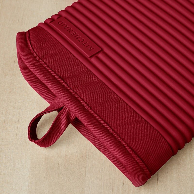KITCHENAID Ribbed Soft Silicone Oven Mitt 2-Pack Set, 7.5"x13", Smoked Paprika