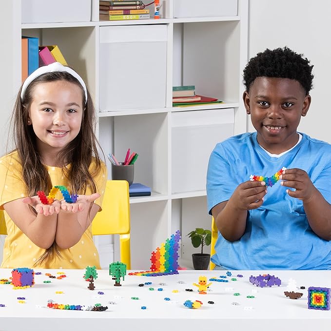 PLUS PLUS Learn to Build Set Interlocking Mini Building Blocks 3D Puzzle Construction Stem Toy for Kids - Basic Mix 400 Pieces