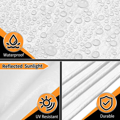 CAMPMAC White Heavy Dut Waterproof Tarp 30' x 40', 10 Mil Thick, High Durability, Rip and Tear Resistant with Metal Grommets Every 20 Inches