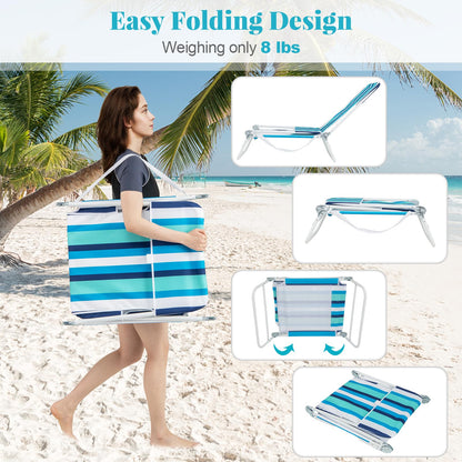 GYMAX Tanning Chair, 2Pcs Folding Beach Chairs with Adjustable Backrest, Footrest, 330lbs Capacity & Shoulder Strap, Portable Layout Sunbathing Loungers for Outside, Patio, Poolside