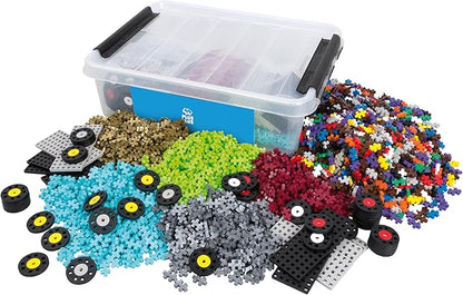 PLUS PLUS - GO! Educational Tub - 2600 Pieces / 10 Baseplates / 40 Wheels - Vehicle Construction Building Stem / Steam Toy Interlocking Mini Puzzle Blocks for Kids