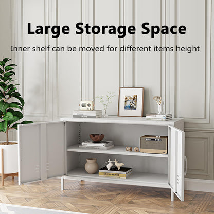 Elitehouse 2 Door Steel Accent Cabinet,White Metal Storage Cabinet with Adjustable Shelf,2-Tier Office Cabinet,Multipurpose Metal Locker Storage Cabinet for Office Home,Music Studio