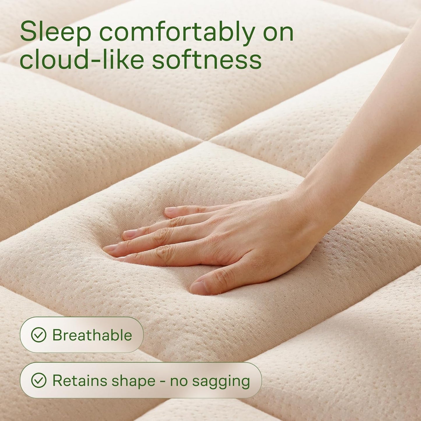 Niagara Sleep Solution Ultra Soft Mattress Topper | California King Size - Bamboo Pillow Top for Back Pain Relief, Naturally Cooling, Beige