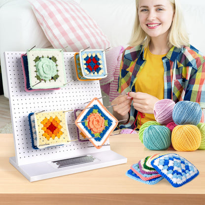 House of worlds 13" Crochet Blocking Board with 20 Pins/Pegs, Granny Square Blocking Boards for Crochet Projects, High-Density Board with PVC Coating. Crocheting Accessories Gifts for Crocheters