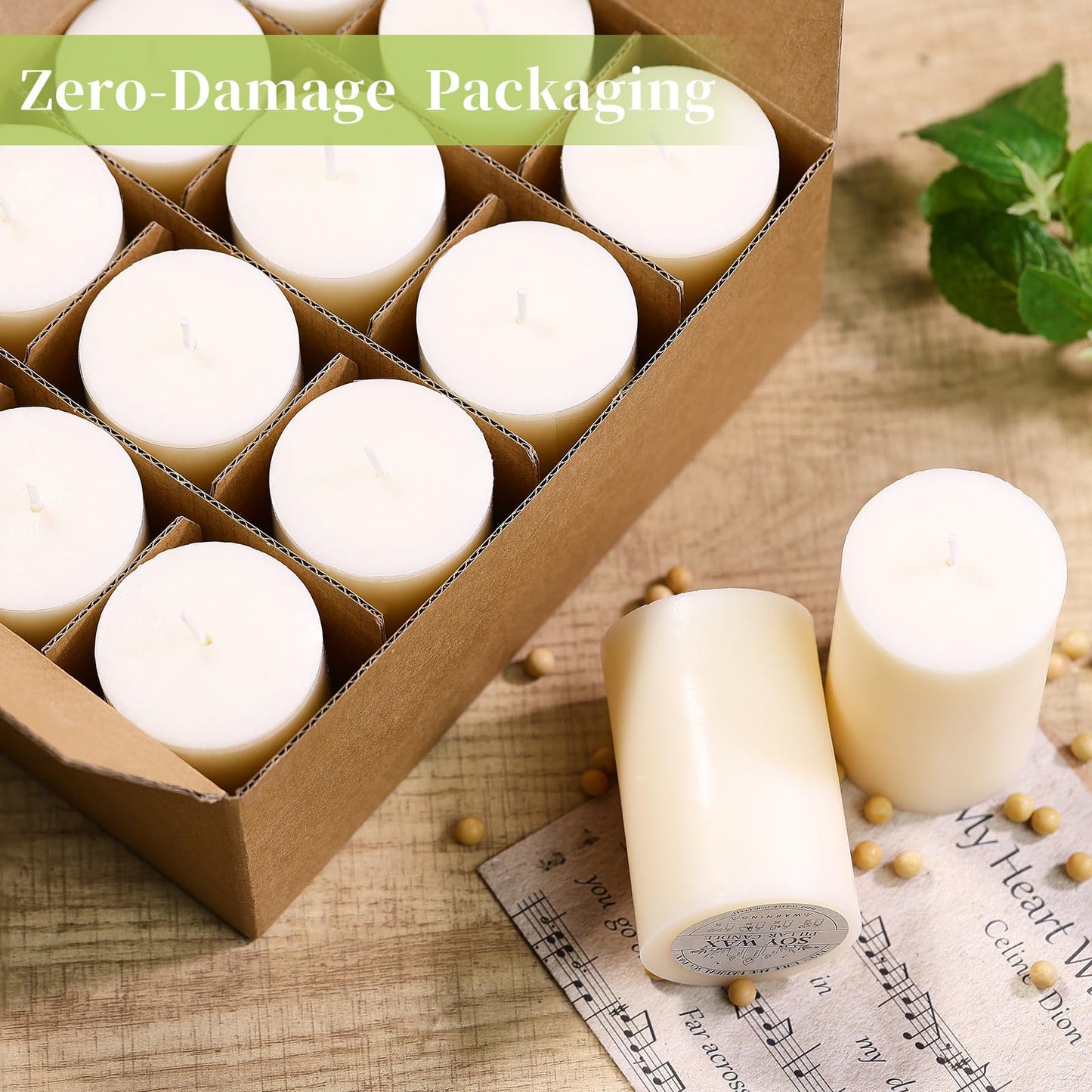 12 Pack Soy Wax Pillar Candles-2x3 Inch Small White Unscented Pillars-324 Hour Long Burning,Non-Toxic Dripless & Smokeless-Natural Soybean Candles for Wedding Centerpieces, Home Decor, Spa and Prayer