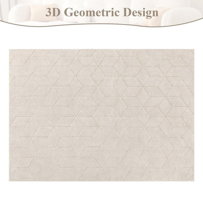 SHACOS Soft 4x6 Area Rugs for Living Room, Non Slip Washable Rug, Stain Resistant Floor Carpet Modern Geometric Rug for Bedroom Dining Room Nursery Home Decor, Beige