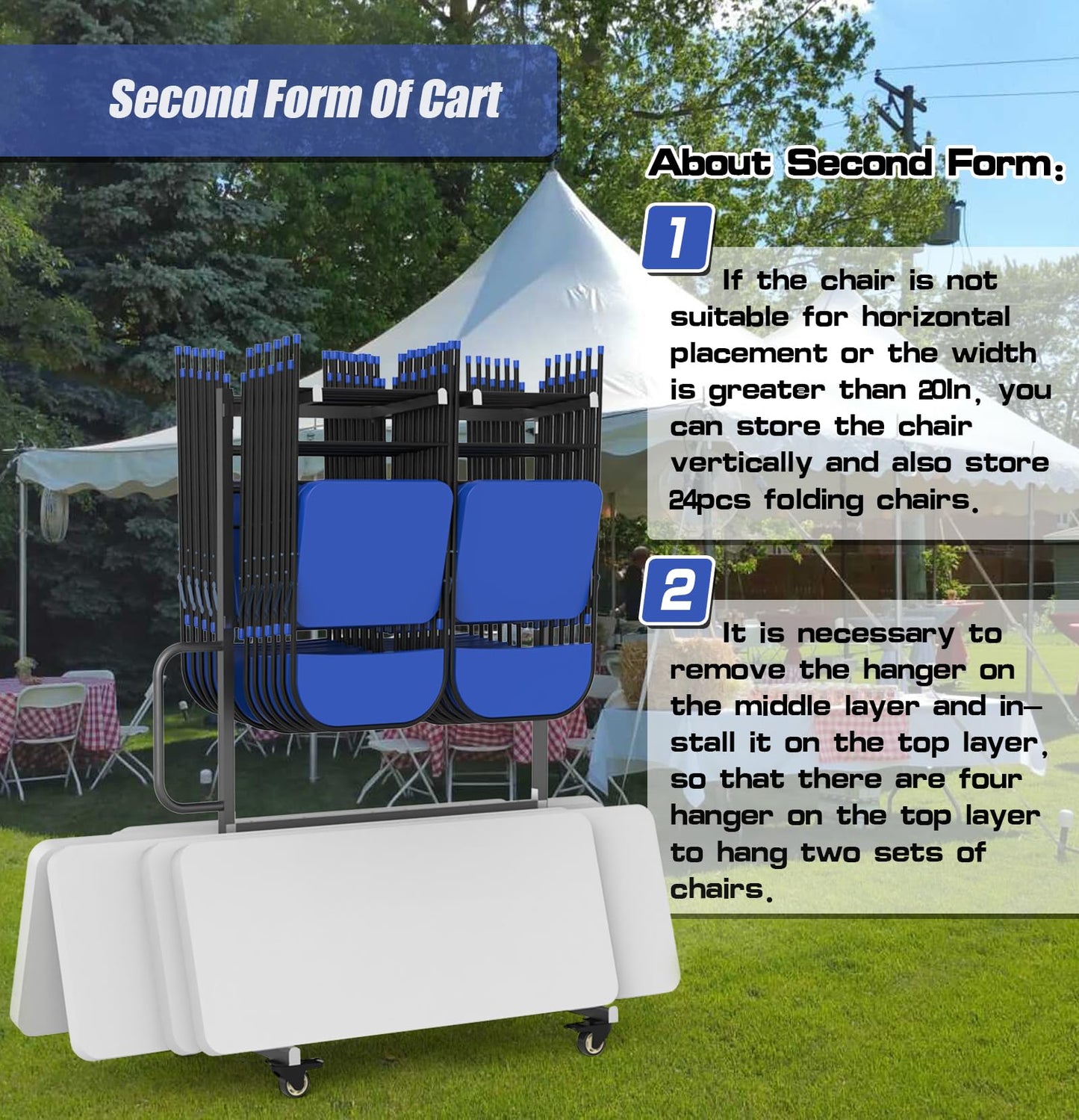 Folding Chair and Table Cart,400LBS Weight Capacity Folding Chair Dolly Maximize The Use of Vertical Space 4pcs Swivel Caster Folding Chair Cart with Straps Simplify Transportation of Chair and Table