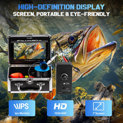 1200TVL HD Underwater Ice Fishing Camera with DVR (Includes 32GB Card) & 7" 1024x600 Monitor, 30m Cable, 10000mAh, 12 White+12 IR LEDs, Aluminium Case