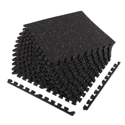 FAHKNS Gym Mat, 0.56'' Thick Exercise Equipment Mats,12 Pcs 48 Sq Ft Rubber Top Floor Tiles, EVA Foam Exercise Mat Tiles - Durable, Non-Slip, Interlocking Mat, Gym Flooring for Home Gym