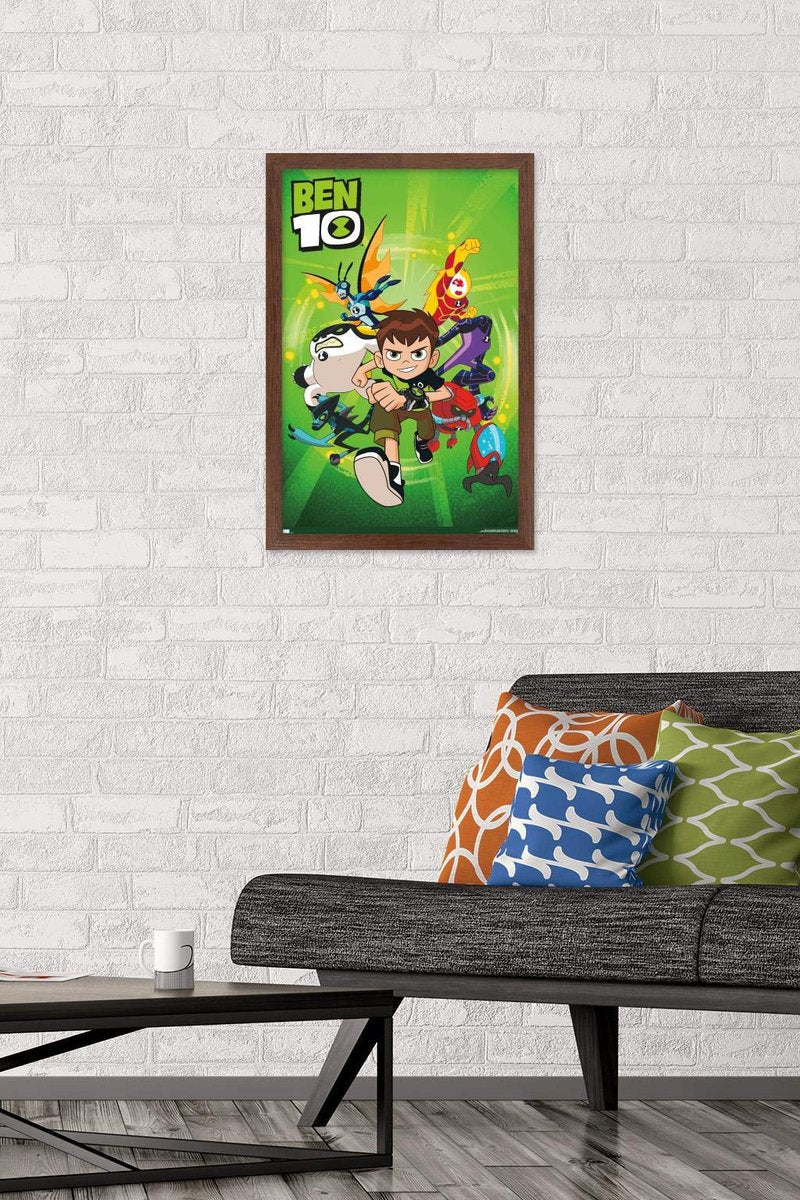Ben 10 - Group Wall Poster, 22.4L" x 14.7W", Mahogany Framed Version