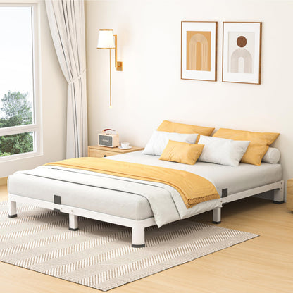 7 Inch Queen Bed Frame, Metal Platform Bed Frame with Round Corner Legs, 3500 lbs Heavy Duty Steel Slats Support, No Box Spring Needed, Noise Free, Easy Assembly, White